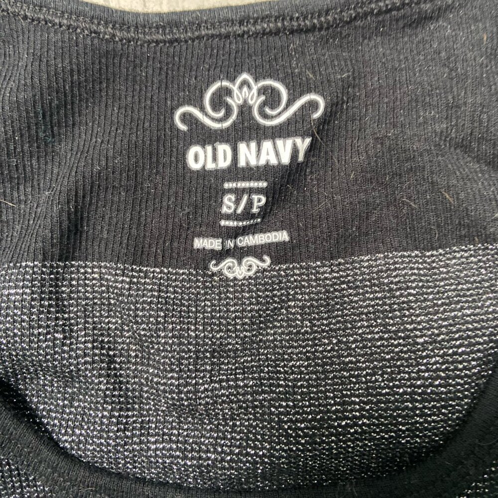 Old Navy Sparkle Stripe Ribbed Stretch Tank Top Black Size Small - Picture 2 of 8